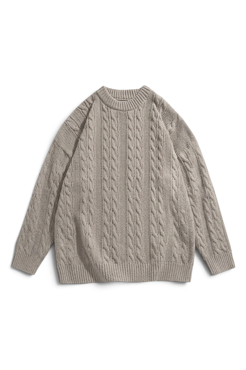 Regular Fit Cable Knit Sweater