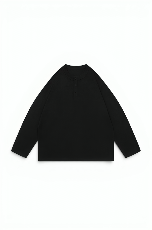 Loose Fit Cotton Henley Shirt