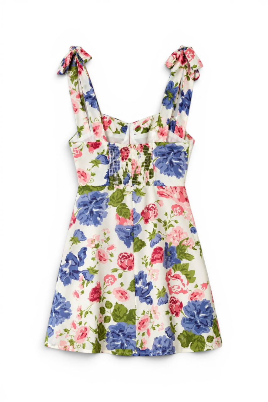 Flared Dress with Tie Shoulders