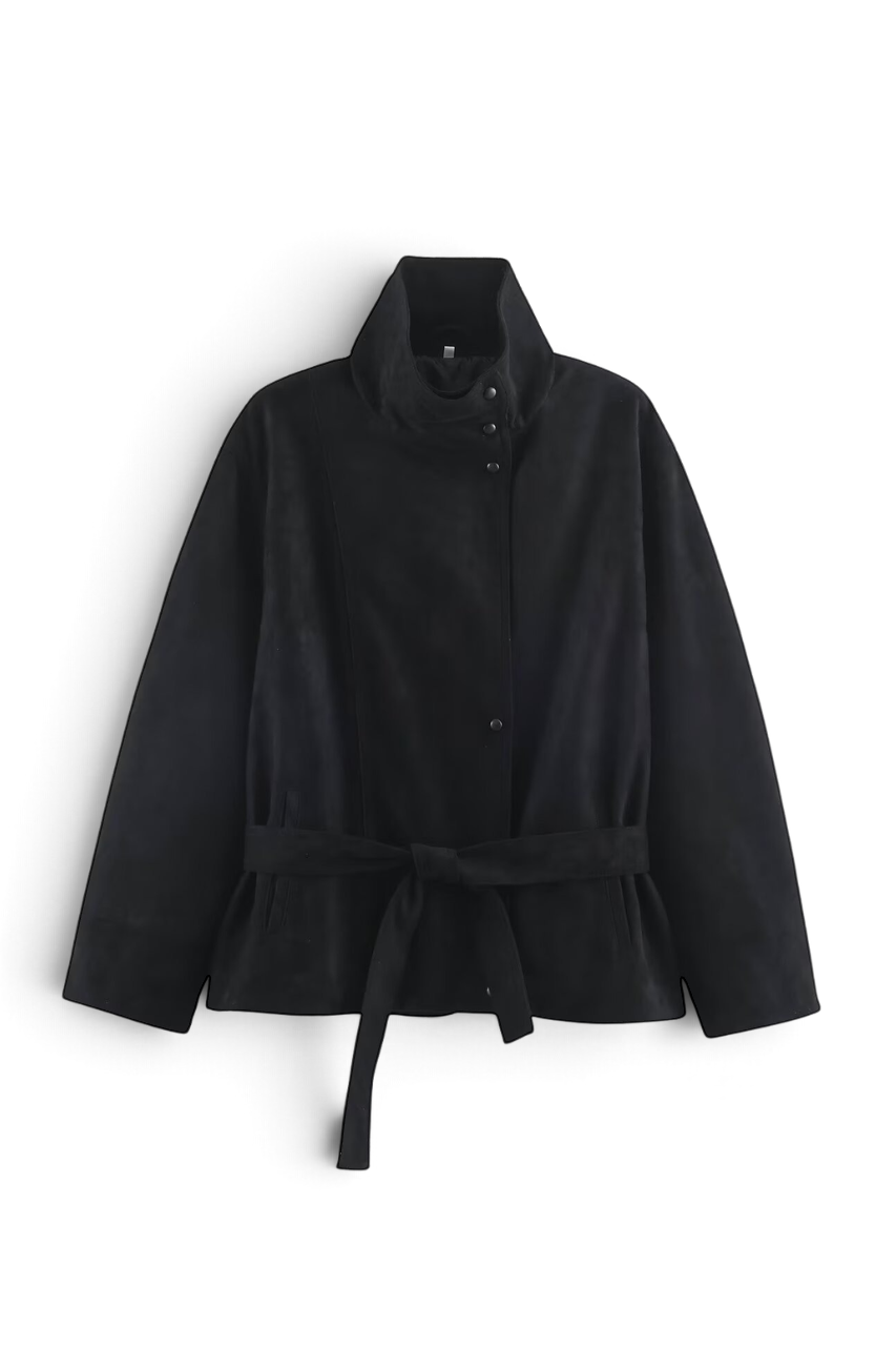 Suede Double Breasted Coat