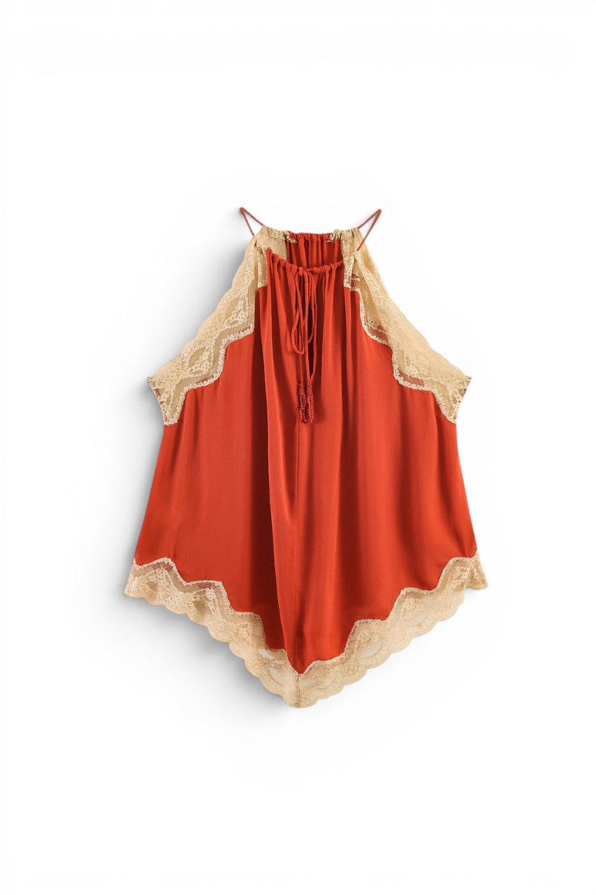 Lace Trim Halter Top