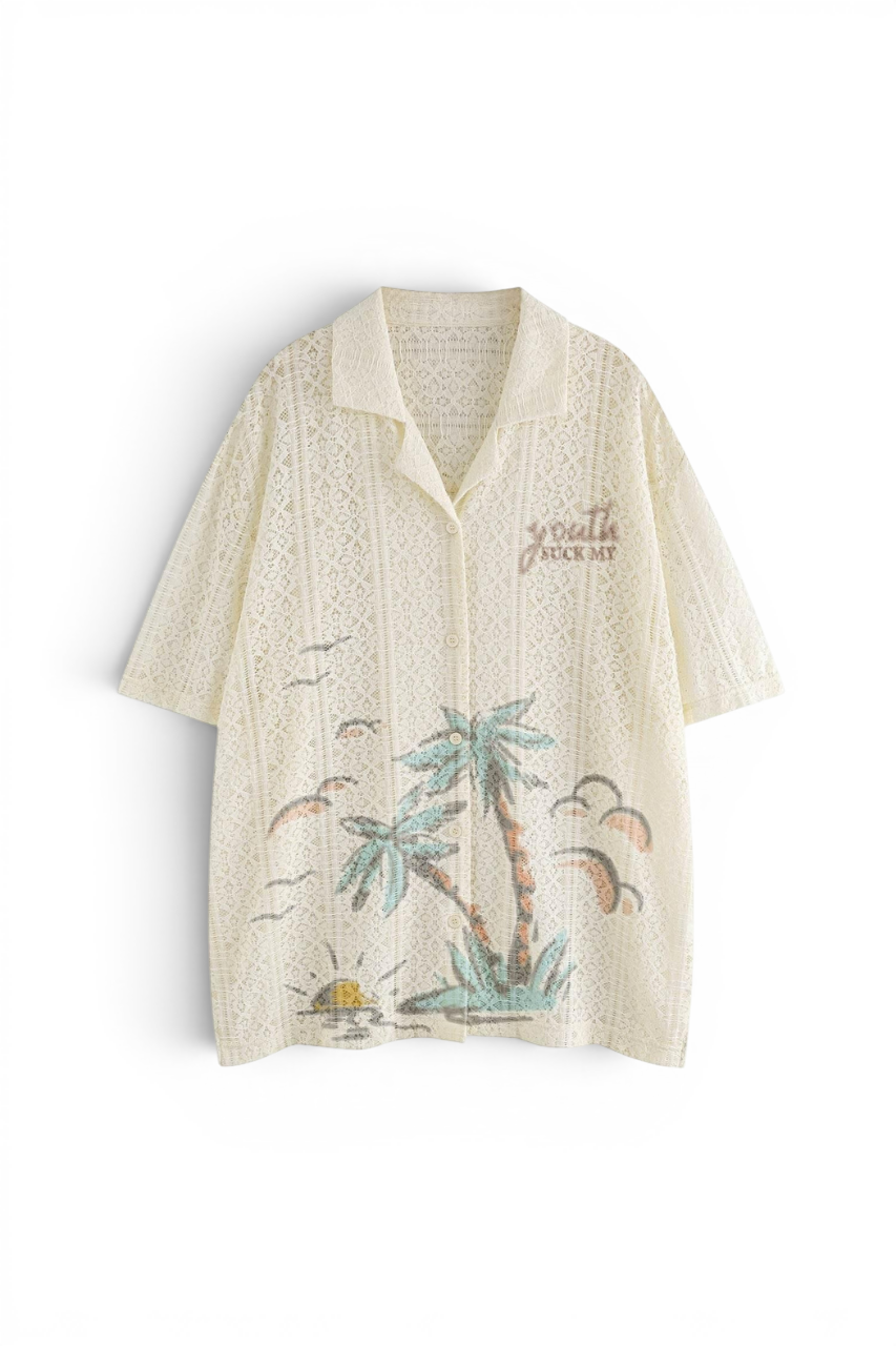 Tropical Tree Knit Resort Shirt