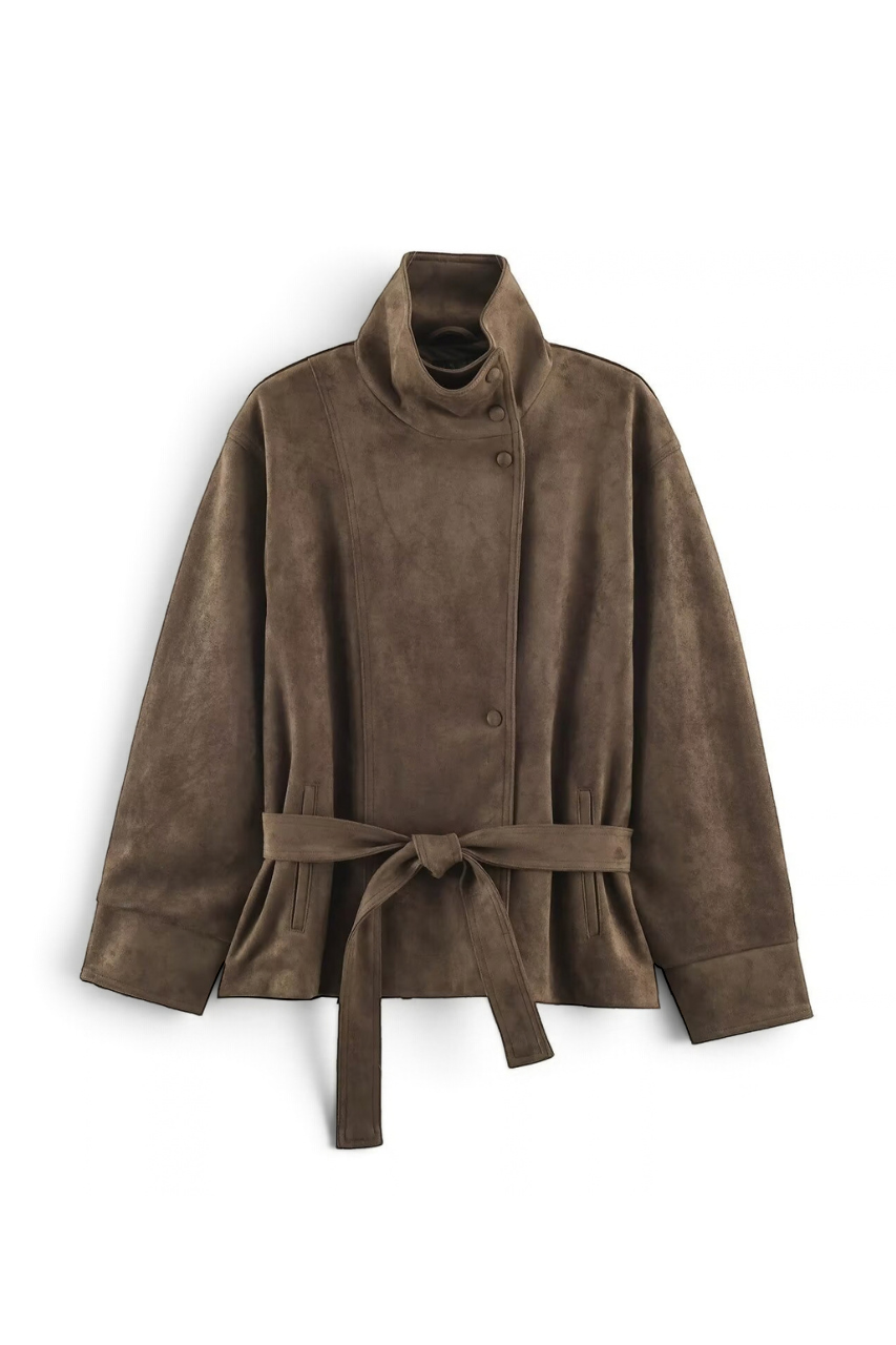 Suede Double Breasted Coat