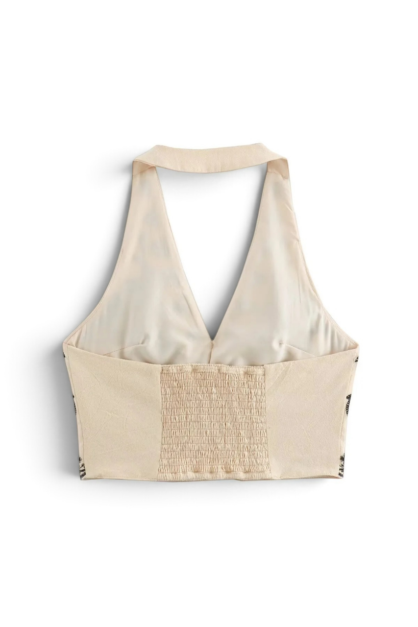 Embroidered Halter Top