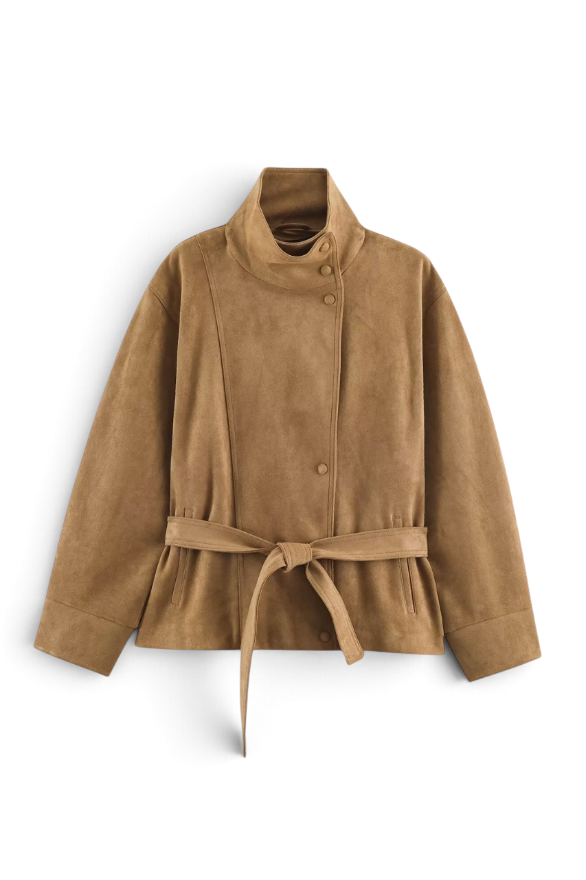 Suede Double Breasted Coat