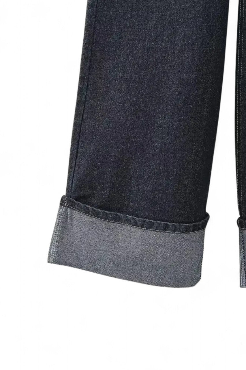 Straight-Foldover-Cuff Jeans