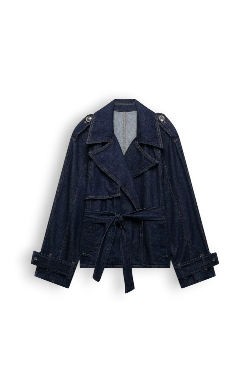 Tie Belt Denim Jacket